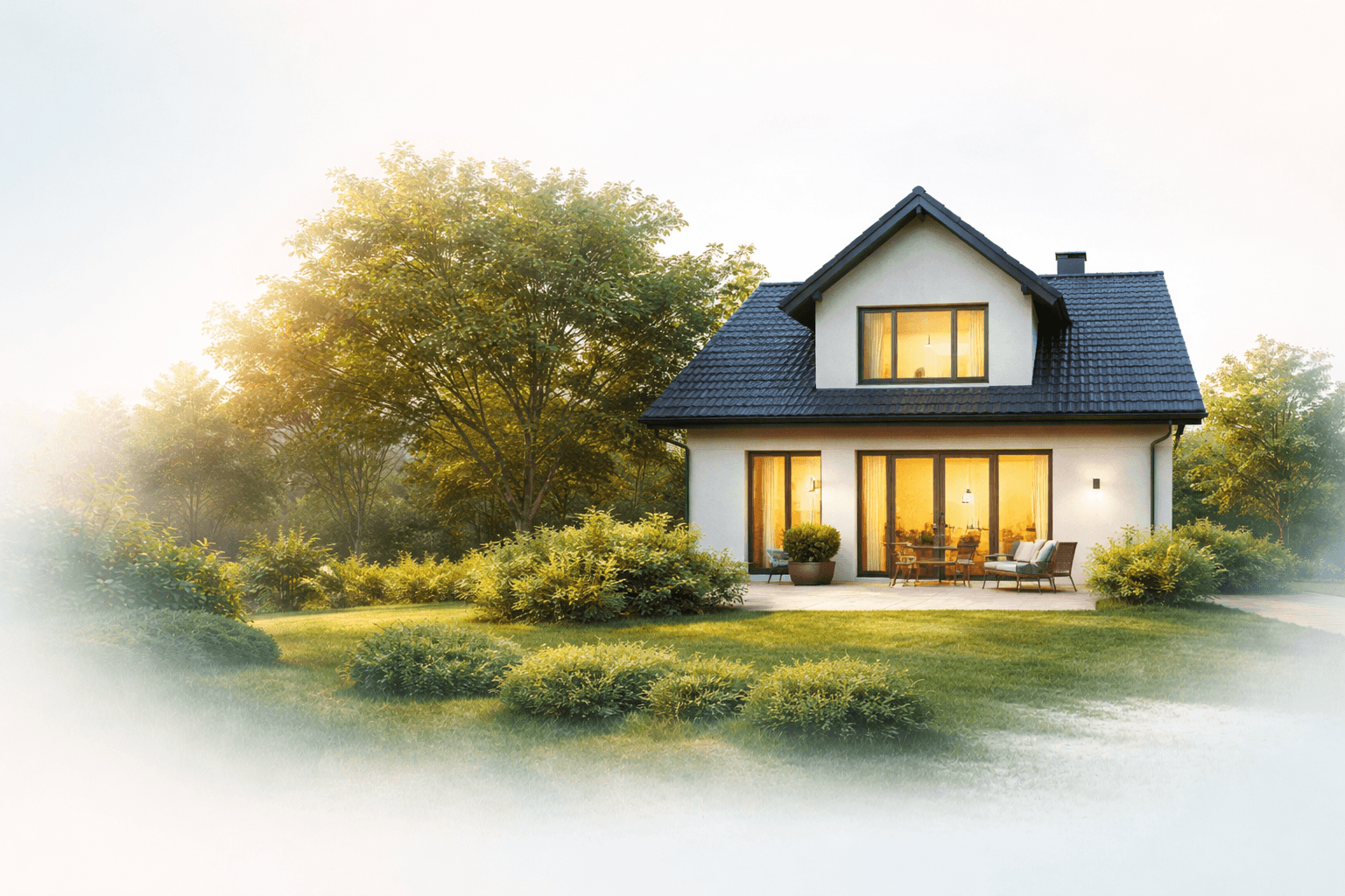 Schweizer Wohnhaus mit visualisierter Immobilienbewertung